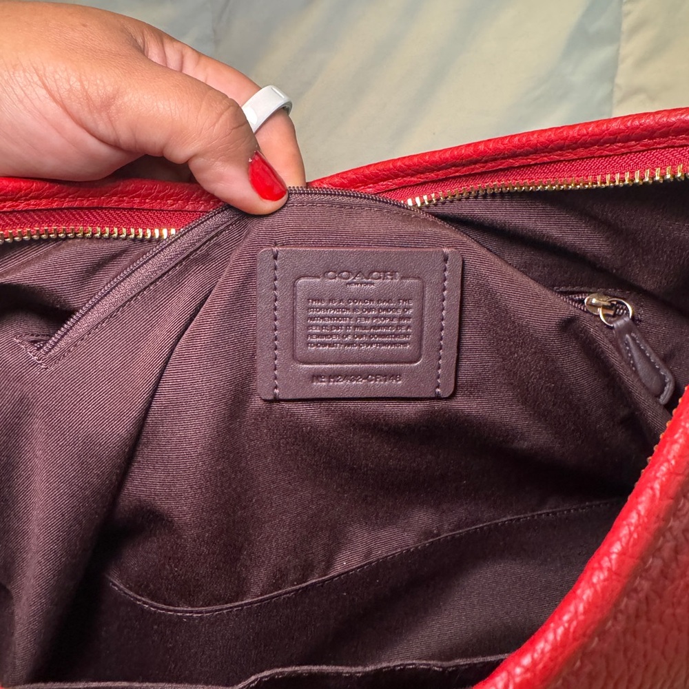 Coach Laurel Pebbled Leather Shoulder Bag in Red - Picture 10 of 11